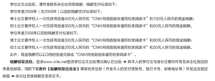 研究生如何领取自己的毕业论文稿酬丨https://www.cnki.net/other/gonggao/GCTG/全国各位研究生敬启2.html